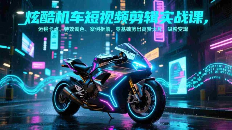 （17304期）炫酷机车短视频剪辑实战课，运镜卡点、特效调色、案例拆解，零基础剪出高赞大片，吸粉变现-金启