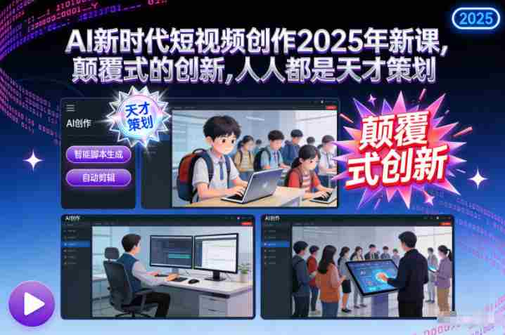 AI新时代短视频创作2025年新课，​颠覆式的创新，人人都是天才策划-金启