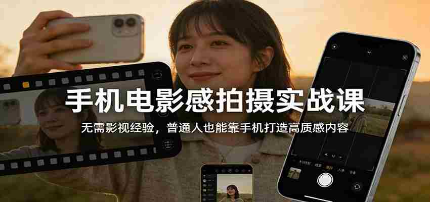 手机电影感拍摄实战课：无需影视经验，普通人也能靠手机打造高质感内容-金启