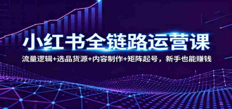 小红书全链路运营课：流量逻辑+选品货源+内容制作+矩阵起号，新手也能赚钱-金启