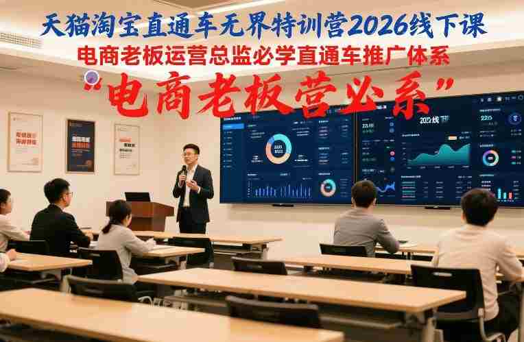 天猫淘宝直通车无界特训营2026线下课,电商老板运营总监必学直通车推广体系-金启