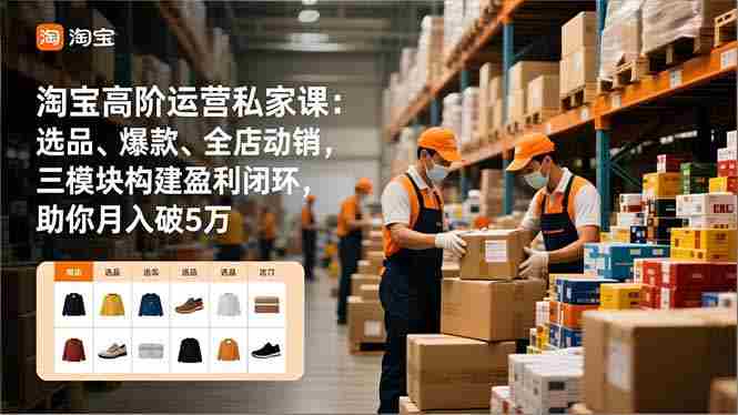（16865期）淘宝高阶运营私家课：选品、爆款、全店动销，三模块构建盈利闭环，助你月入破5万-金启