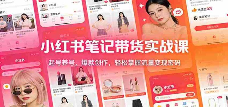小红书笔记带货实战课：起号养号，爆款创作，轻松掌握流量变现密码-金启