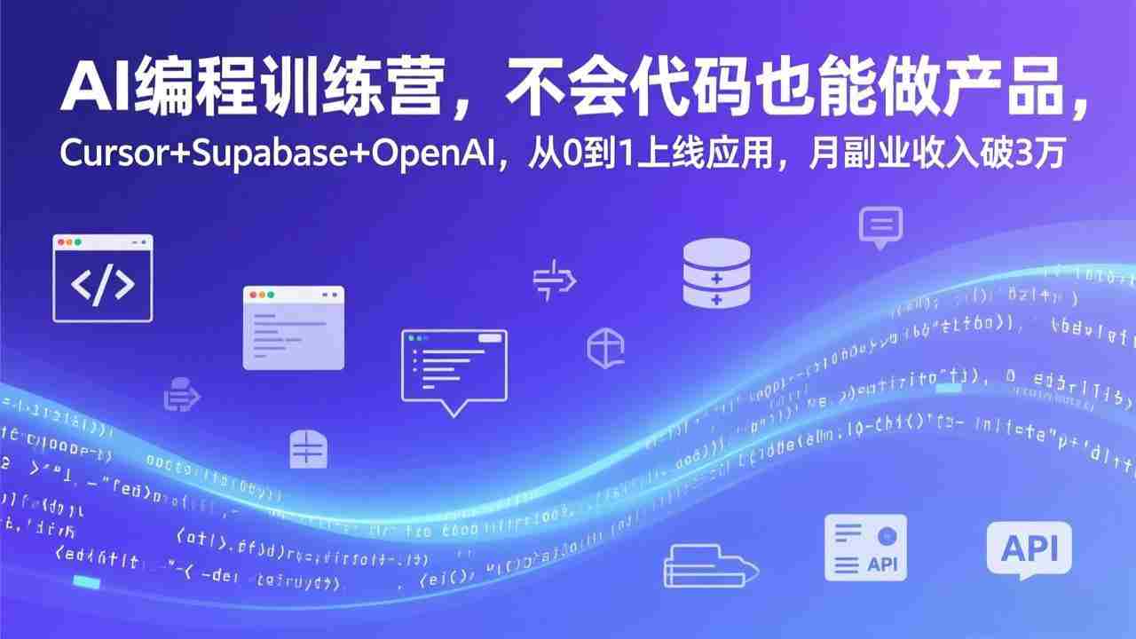 （17388期）AI编程训练营，不会代码也能做产品，Cursor+Supabase+OpenAI，从0到1上线应用，月副业收入破3万-金启