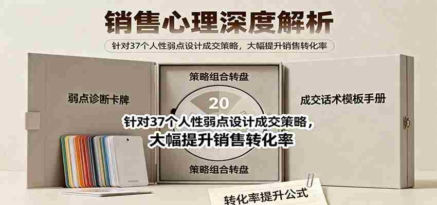 销售心理深度解析：针对37个人性弱点设计成交策略，大幅提升销售转化率！-金启