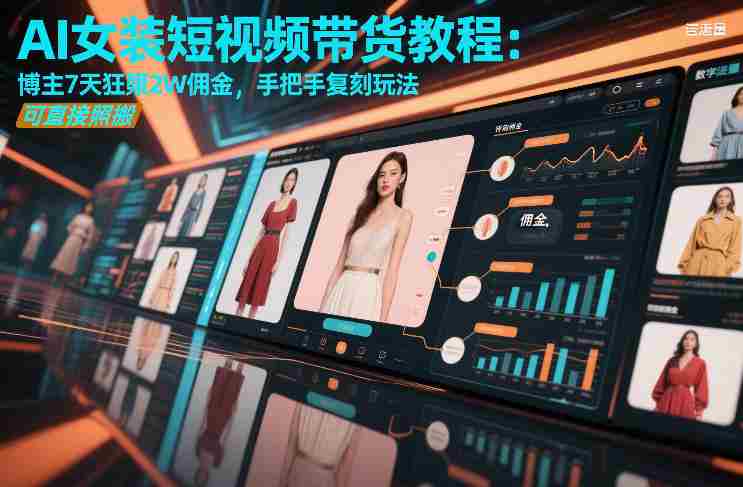 AI女装短视频带货教程：博主7天狂賺2W佣金，手把手复刻玩法，可直接照搬-金启