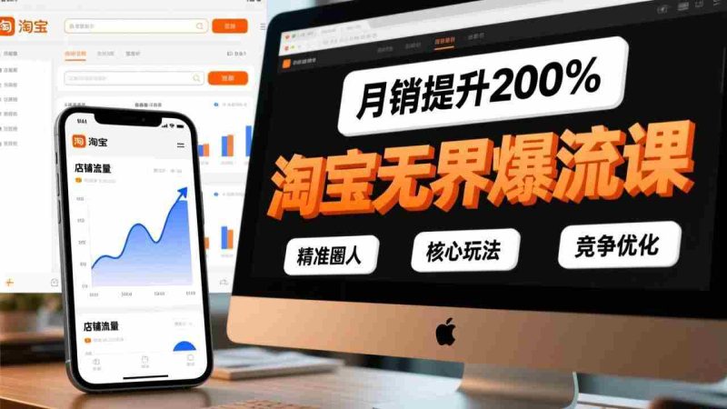 （17132期）淘宝无界爆流课，精准圈人、核心玩法、竞争优化，快速引爆店铺流量，月销提升200%-金启