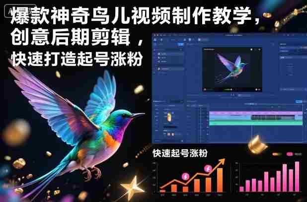 爆款神奇鸟儿视频制作教学，创意后期剪辑，快速打造起号涨粉-金启