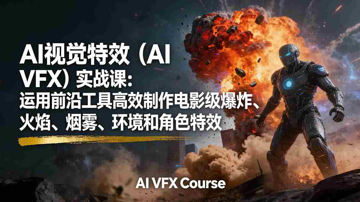（17212期）AI视觉特效（AI VFX）实战课：运用前沿工具高效制作电影级爆炸、火焰、烟雾、环境和角色特效-金启