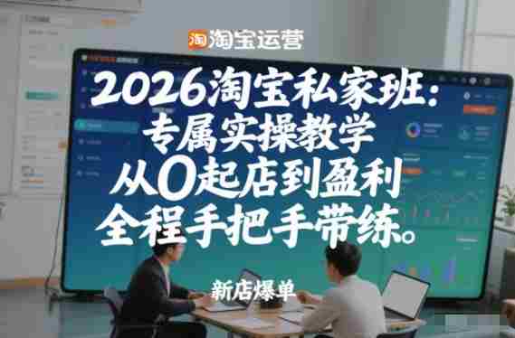 2026淘宝私家班：专属实操教学，从0起店到盈利，全程手把手带练-金启