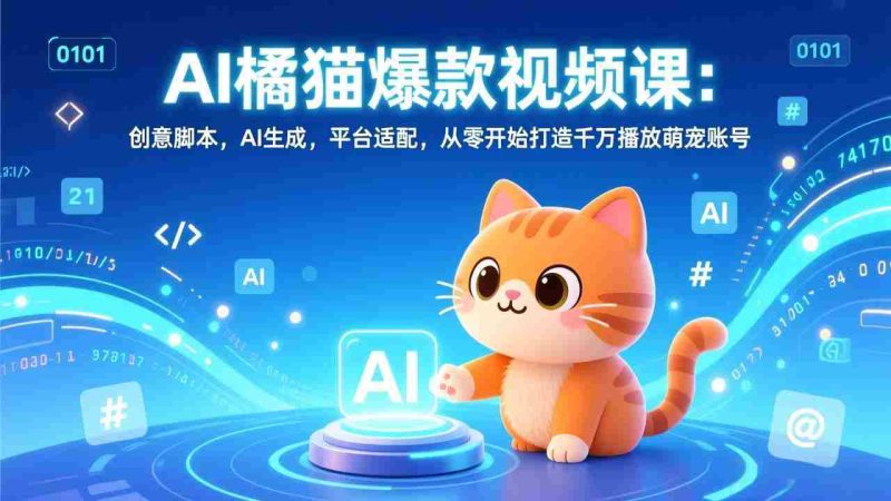 （17091期）AI橘猫爆款视频课：创意脚本，AI生成，平台适配，从零开始打造千万播放萌宠账号-金启