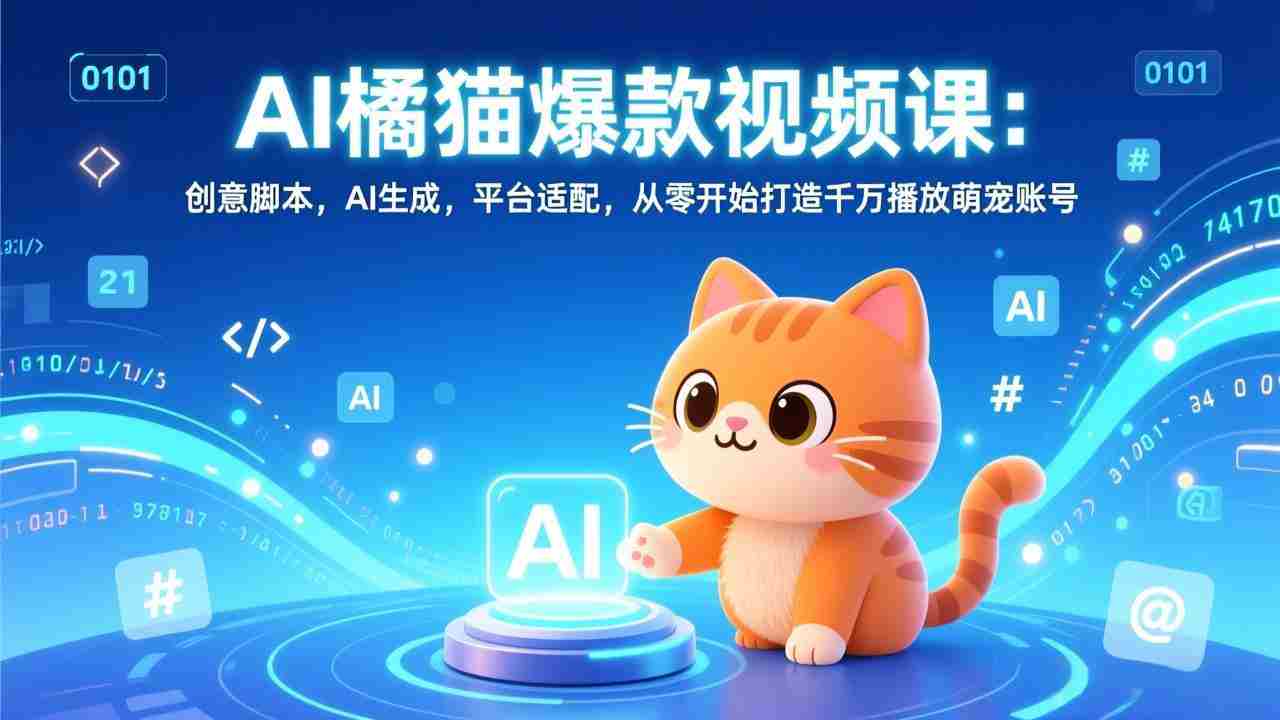 （17091期）AI橘猫爆款视频课：创意脚本，AI生成，平台适配，从零开始打造千万播放萌宠账号-金启