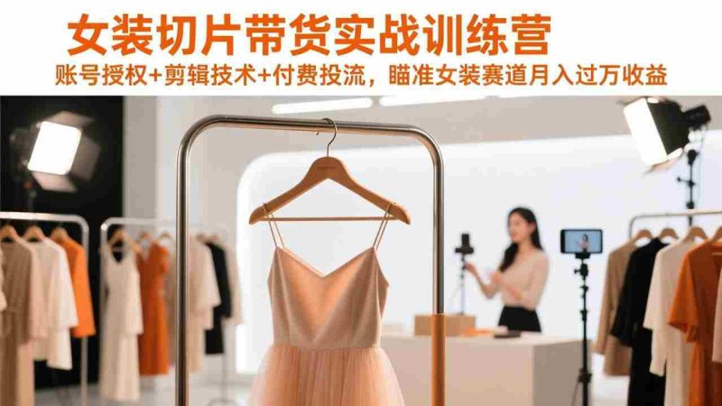 （17357期）女装切片带货实战训练营，账号授权+剪辑技术+付费投流，瞄准女装赛道月入过万收益-金启
