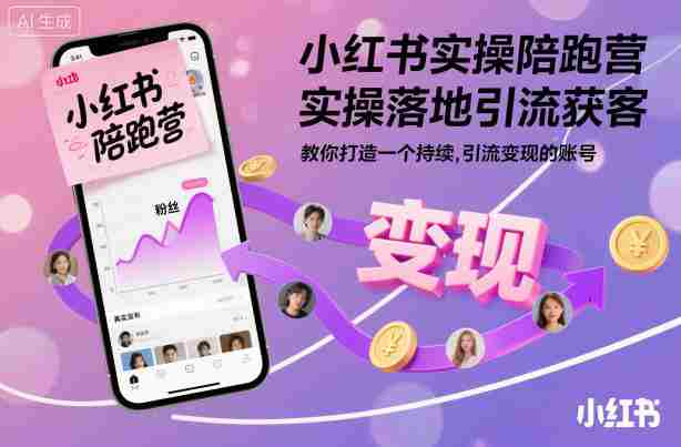 小红书实操陪跑营，实操落地引流获客，教你打造一个持续引流变现的账号-金启