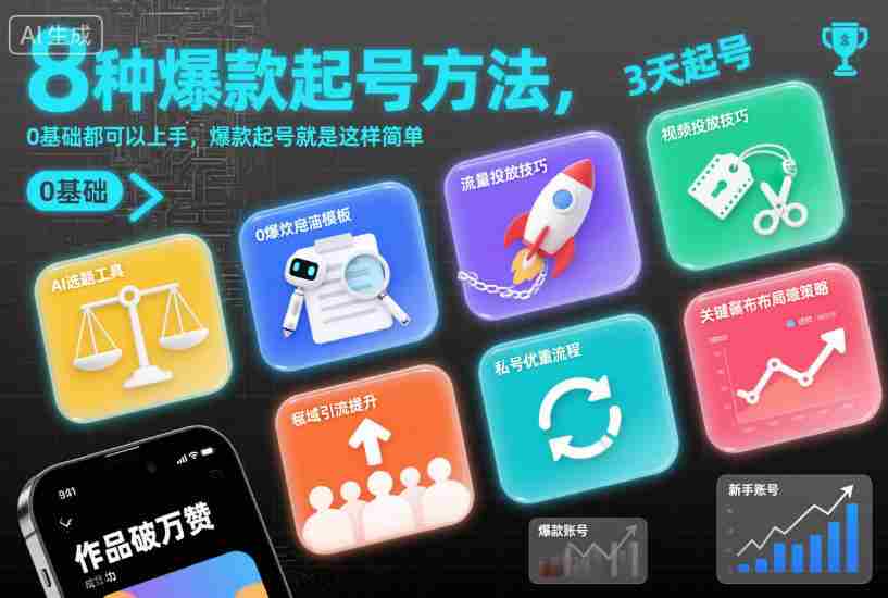 8种爆款起号方法，0基础都可以上手，爆款起号就是这样简单-金启