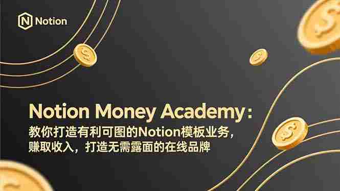 （17423期）Notion Money Academy：教你打造有利可图的Notion模板业务，赚取收入，打造无需露面的在线品牌-金启