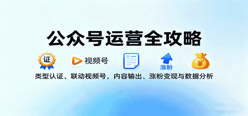 公众号运营全攻略：类型认证、联动视频号，内容输出、涨粉变现与数据分析-金启