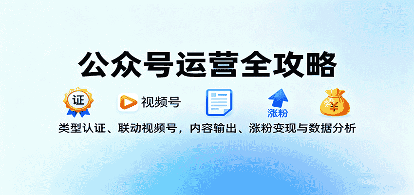 公众号运营全攻略：类型认证、联动视频号，内容输出、涨粉变现与数据分析-金启