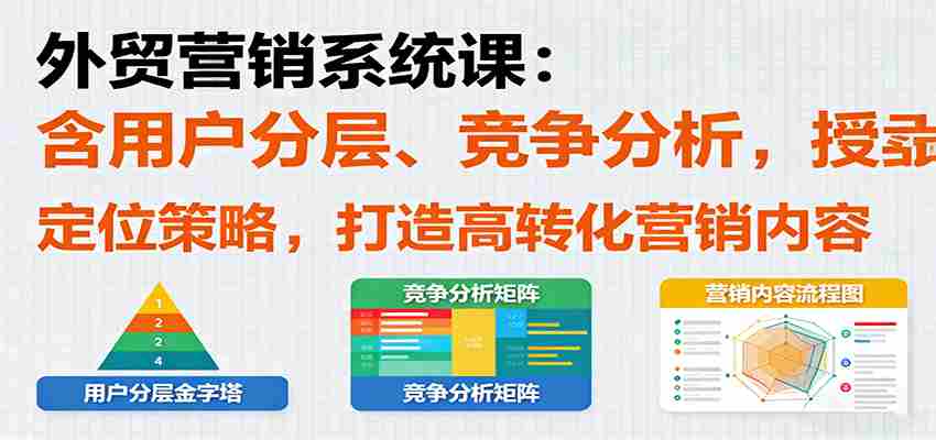 外贸营销系统课：含用户分层、竞争分析，授卖品、定位策略，打造高转化营销内容-金启