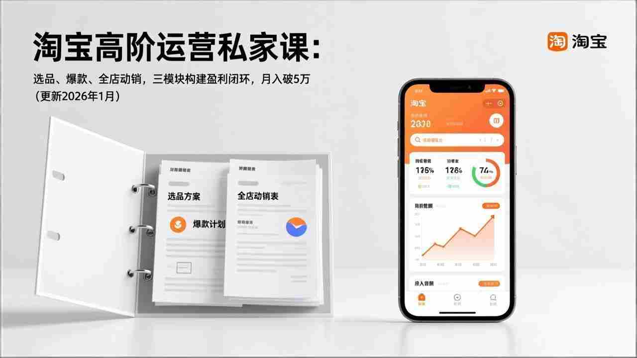 （17280期）淘宝高阶运营私家课：选品、爆款、全店动销，三模块构建盈利闭环，月入破5万（更新26年1月）-金启