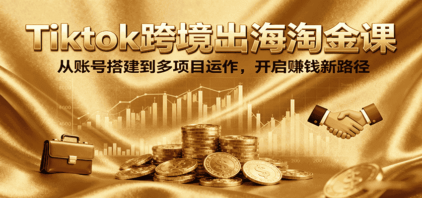 Tiktok跨境出海淘金课，从账号搭建到多项目运作，开启赚钱新路径-金启