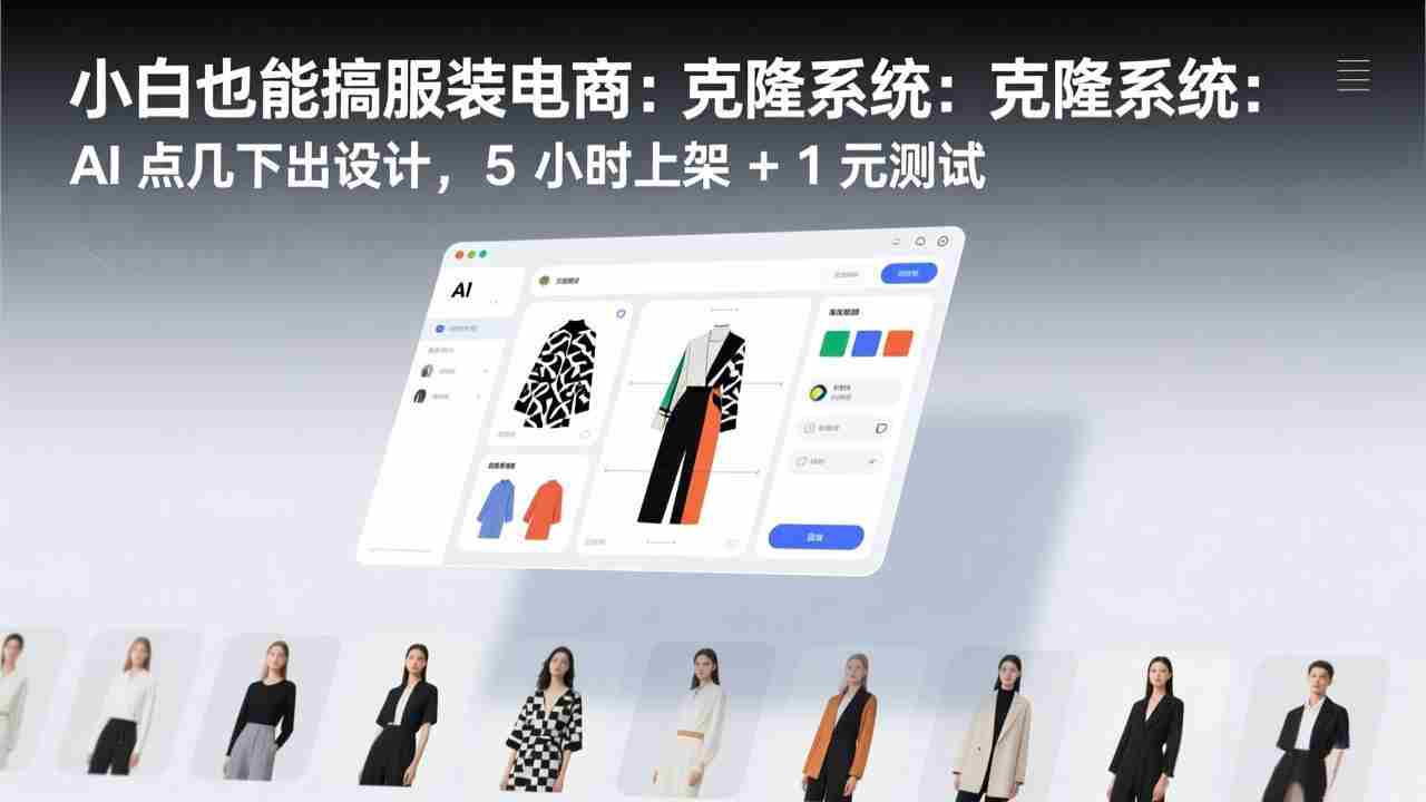 （17411期）小白也能搞服装电商：克隆系统：AI 点几下出设计，5 小时上架 + 1 元测试-金启