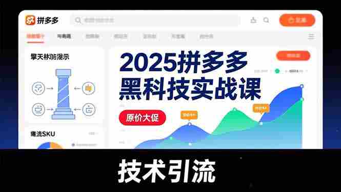（16977期）2025拼多多黑科技实战课，擎天柱玩法、爆流SKU、原价大促，技术引流，单店日销轻松破千单-金启