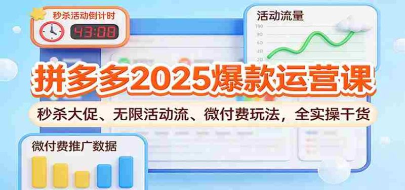 拼多多2025爆款运营课：秒杀大促、无限活动流、微付费玩法，全实操干货-金启