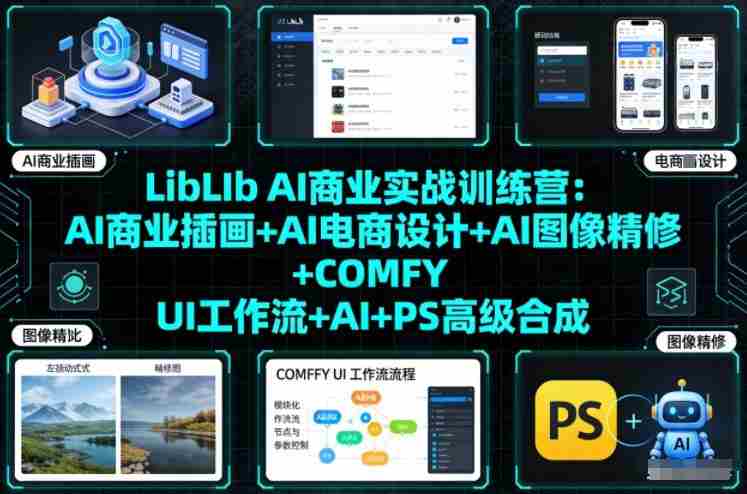 LibLIb AI商业实战训练营:AI商业插画+AI电商设计+AI图像精修+COMFY UI工作流+AI+PS高级合成-金启
