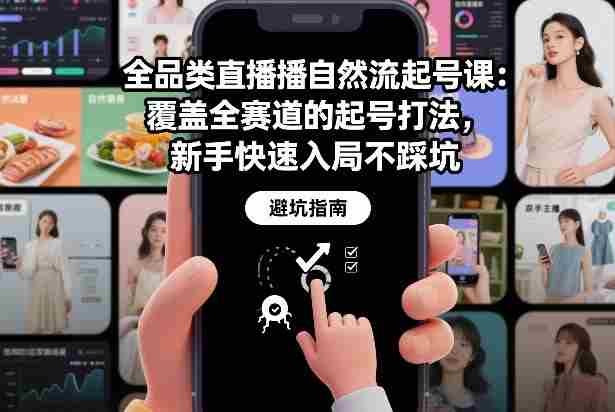 全品类直播自然流起号课：覆盖全赛道的起号打法，新手快速入局不踩坑-金启