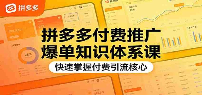 拼多多付费推广爆单知识体系课,快速掌握付费引流核心-金启