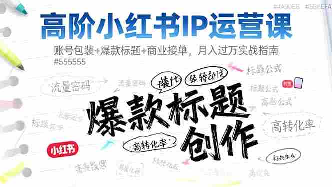 （16442期）高阶小红书IP运营课：账号包装+爆款标题+商业接单，月入过万实战指南-金启