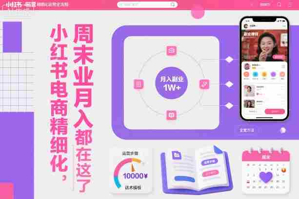 小红书电商精细化运营全流程,周末副业月入1W+,全套方法都在这了-金启