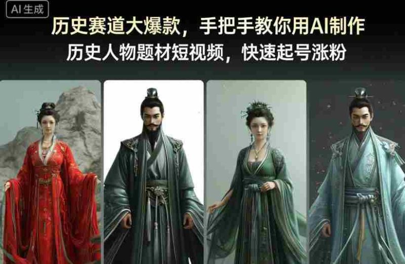 历史赛道大爆款，手把手教你用AI制作历史人物题材短视频，快速起号涨粉-金启