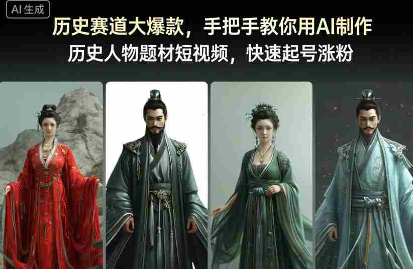 历史赛道大爆款，手把手教你用AI制作历史人物题材短视频，快速起号涨粉-金启