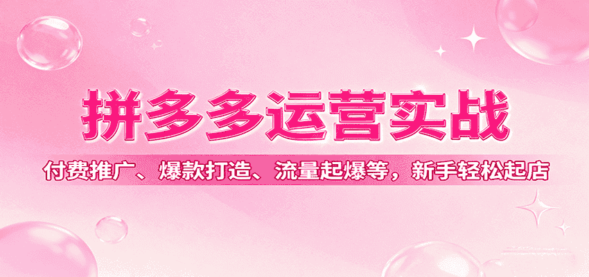 拼多多运营实战，付费推广、爆款打造、流量起爆等，新手轻松起店-金启
