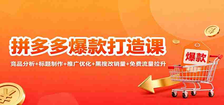 拼多多爆款打造课：竞品分析+标题制作+推广优化+黑搜改销量+免费流量拉升-金启
