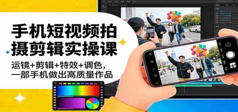 手机短视频拍摄剪辑实操课:运镜+剪辑+特效+调色,一部手机做出高质量作品-金启