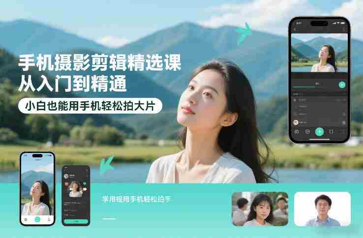 手机摄影剪辑精选课，从入门到精通，小白也能用手机轻松拍大片-金启