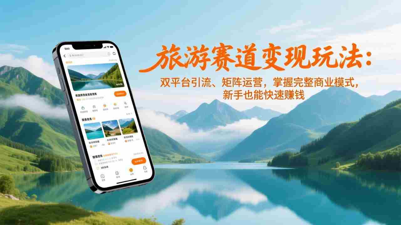 （17153期）旅游赛道变现玩法：双平台引流、矩阵运营，掌握完整商业模式，新手也能快速赚钱-金启