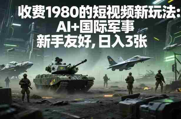 外面收费1980的短视频新玩法：AI+国际军事，新手友好，日入3张+【附详细教程】-金启