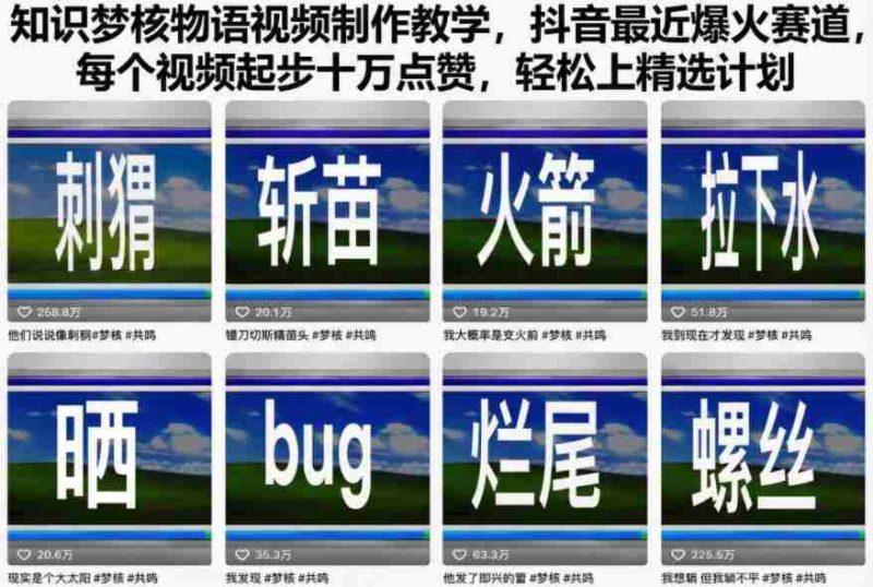 知识梦核物语视频制作教学，抖音最近爆火赛道，每个视频起步十万点赞，轻松上精选计划-金启