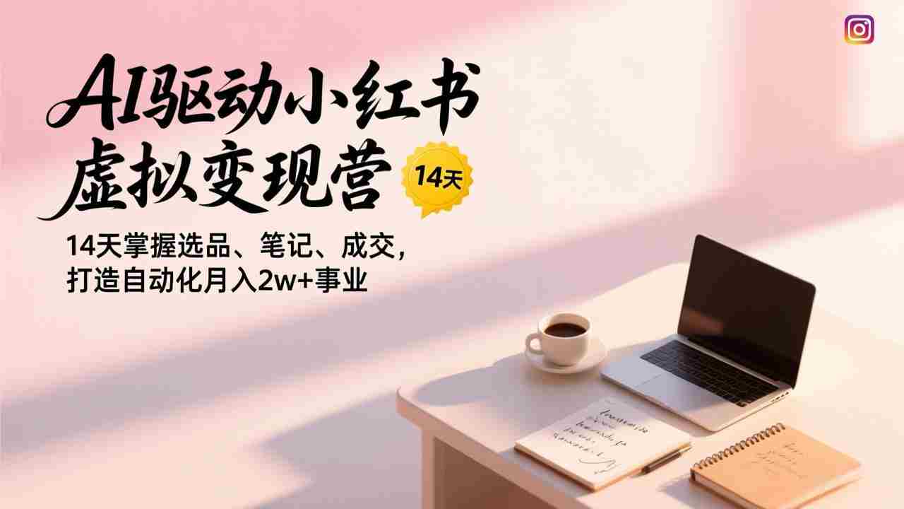（17204期）AI驱动小红书虚拟变现营，14天掌握选品、笔记、成交，打造自动化月入2w+事业-金启