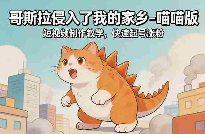 哥斯拉侵入了我的家乡–喵喵版短视频制作教学，快速起号涨粉-金启