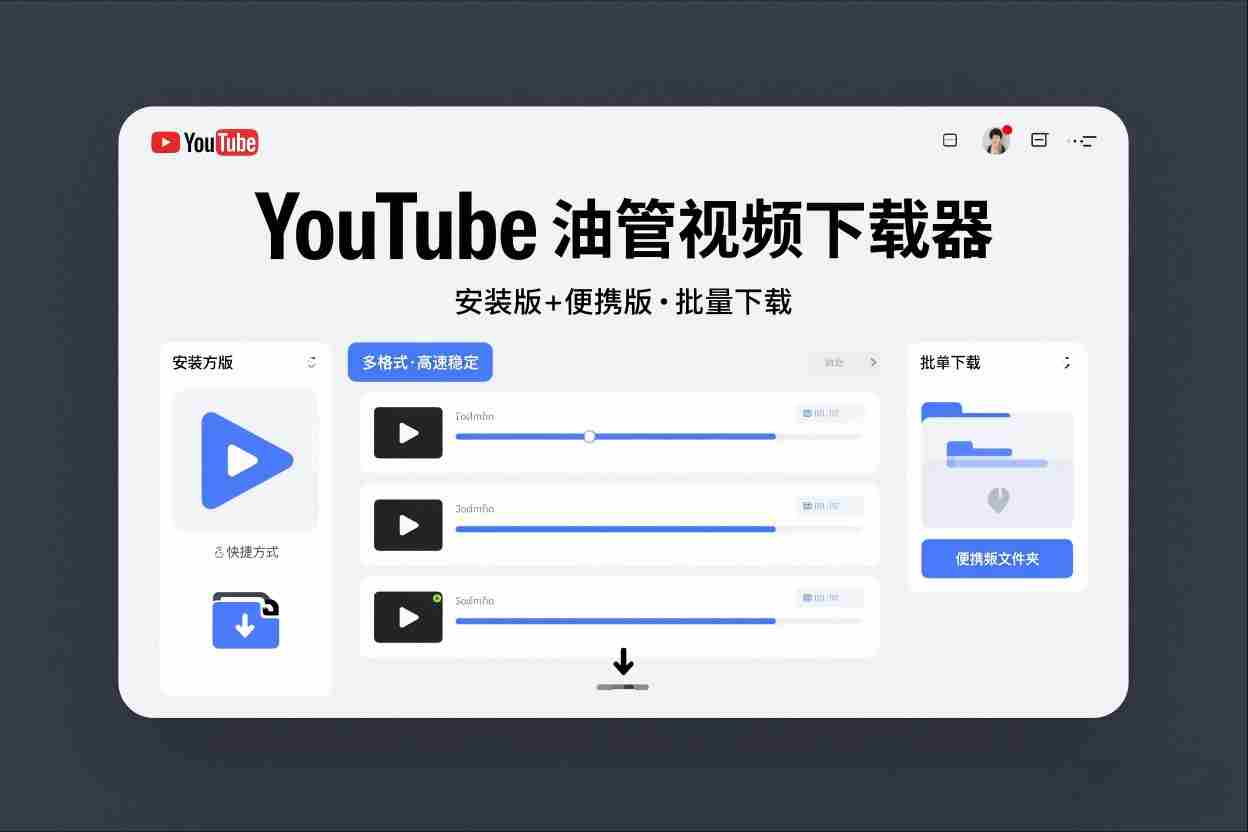 YouTube油管视频下载器安装版+便携版，可以批量下载多个视频-金启