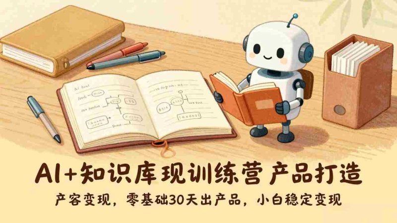 （17323期）AI+知识库变现训练营，产品打造、内容创作、全平台变现，零基础30天出产品，小白稳定变现-金启