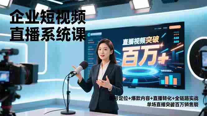 （16878期）企业短视频直播系统课，账号定位+爆款内容+直播转化+全链路实战，单场直播突破百万销售额-金启