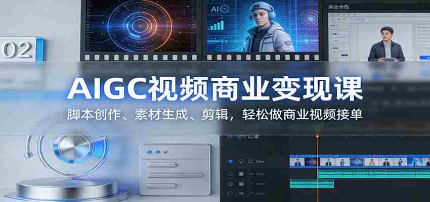 AIGC视频商业变现课：脚本创作、素材生成、剪辑，轻松做商业视频接单-金启