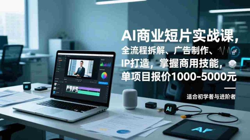 （17051期）AI商业短片实战课，全流程拆解、广告制作、IP打造，掌握商用技能，单项目报价1000-5000元-金启