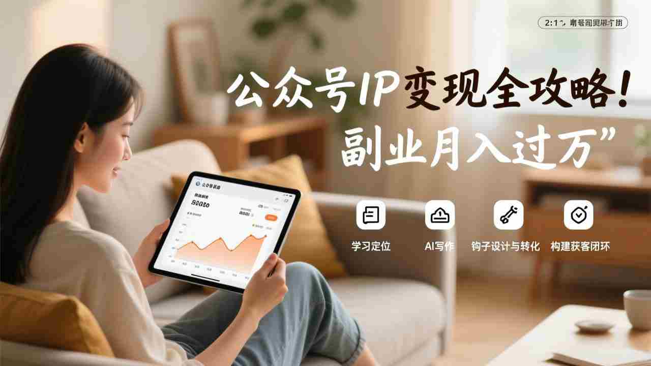 （17275期）公众号IP变现全攻略，学习定位、AI写作、钩子设计与转化，构建获客闭环，副业月入过万-金启